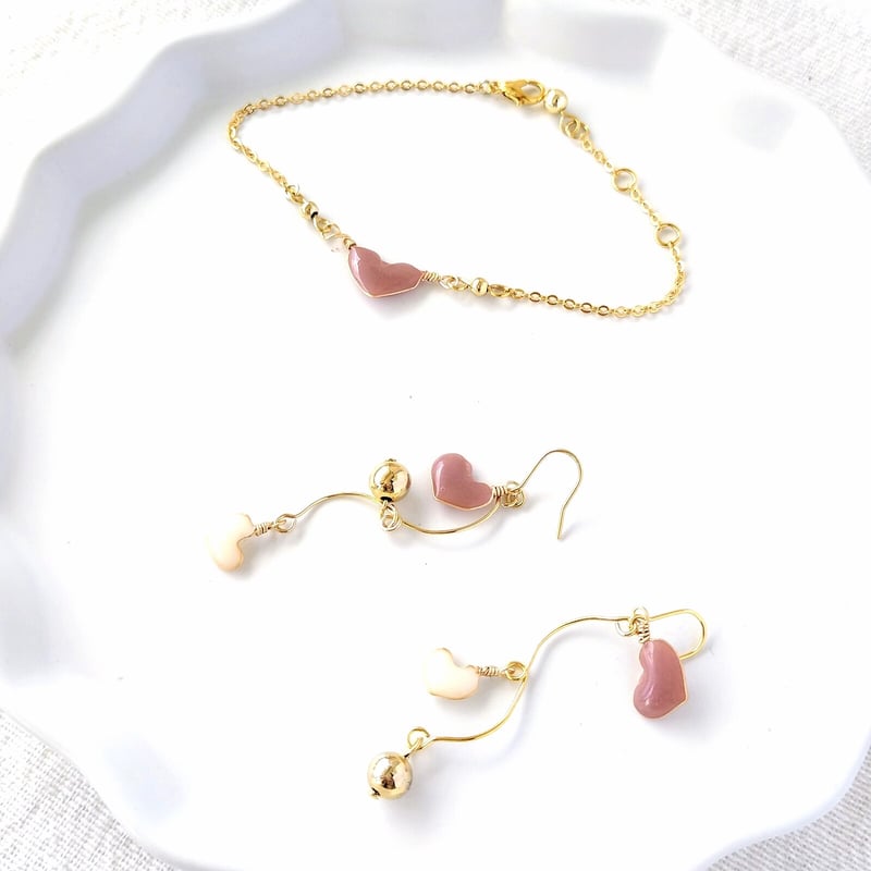 お得なセット】ナチュラルカラーハートセット（ブレスレットとハート