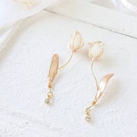 ゆらり・白いチューリップ ピの輝きピアス／イヤリング