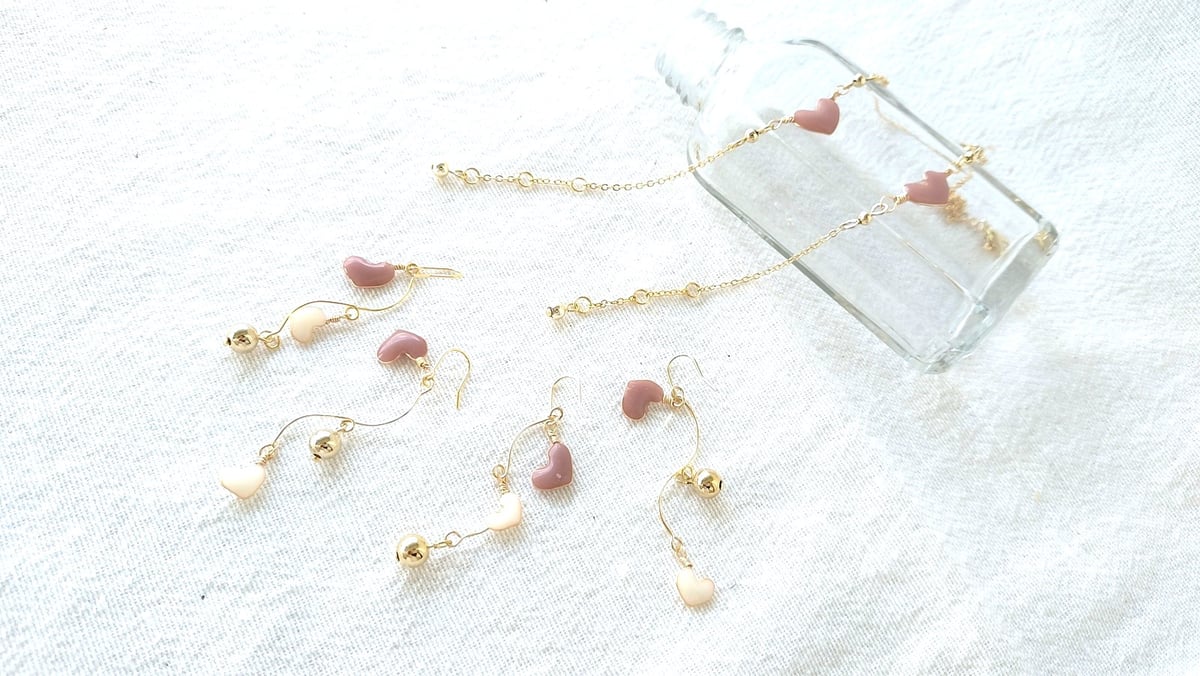 お得なセット】ナチュラルカラーハートセット（ブレスレットとハート