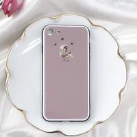 06【Kei】Girl&Teddy Bear♡【強化ガラスケース】iPhone7/8/SE2共通