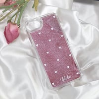 52【Yuko】Mini White Heart♡ミニホワイトハート【ピンクグリッターケース】iPhone6/6s/7/8共通