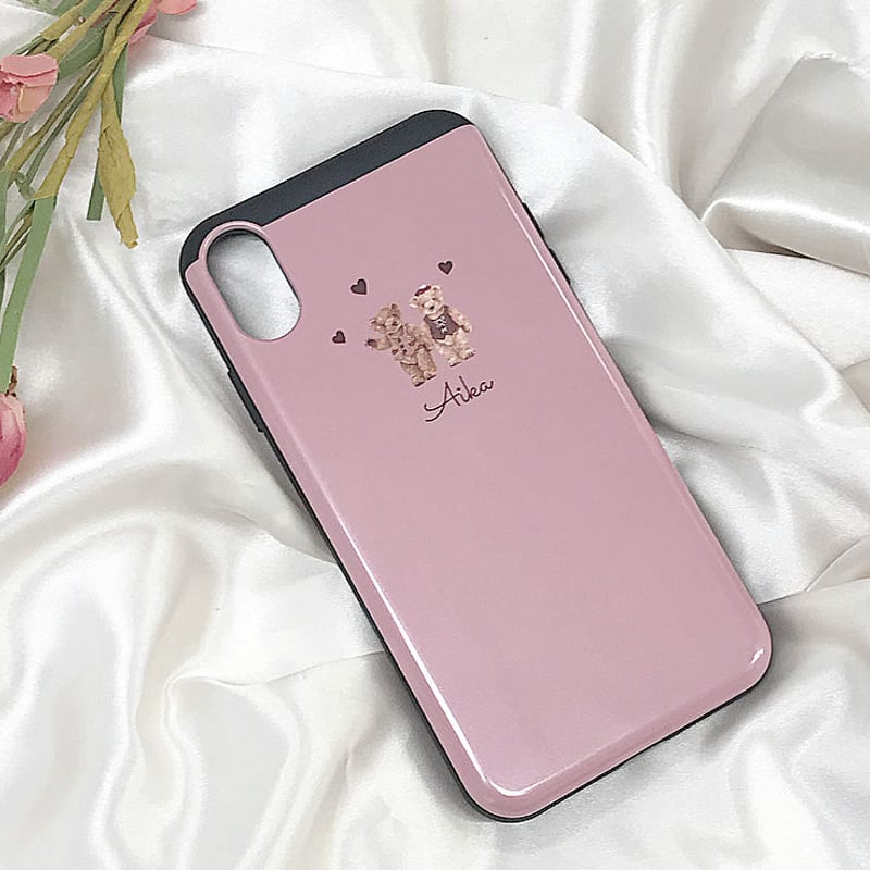 40【Aika】LoveLove Bear ♡【 ICカード入れ付きスマホケース】iPhone