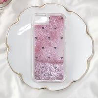 37【Nao】Mini Black Heart♡ミニブラックハート【ピンクグリッターケース】iPhone6/6s/7/8共通
