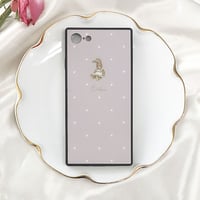 25【Erika】Bear Rabbit Friends♡【スクエア強化ガラスケース】iPhone7/8/SE2共通