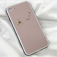 L12【Yuka】Dusty Color Bear♡【強化ガラスケース】iPhone7/8/SE2
