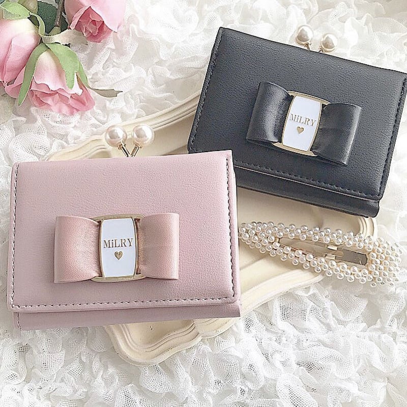 リボン付き】Pearl Mini Wallet♡ミニ財布 ピンク【アウトレット