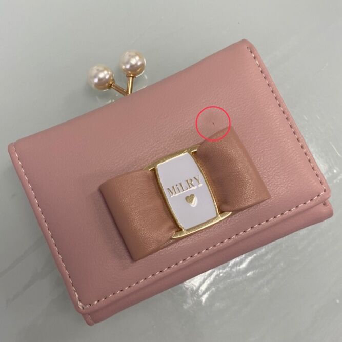 【リボン付き】Pearl Mini Wallet♡ミニ財布　ピンク【アウトレット】