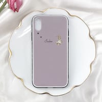 19【Isako】Dusty Color Rabbit【強化ガラスケース】iPhoneX/XS