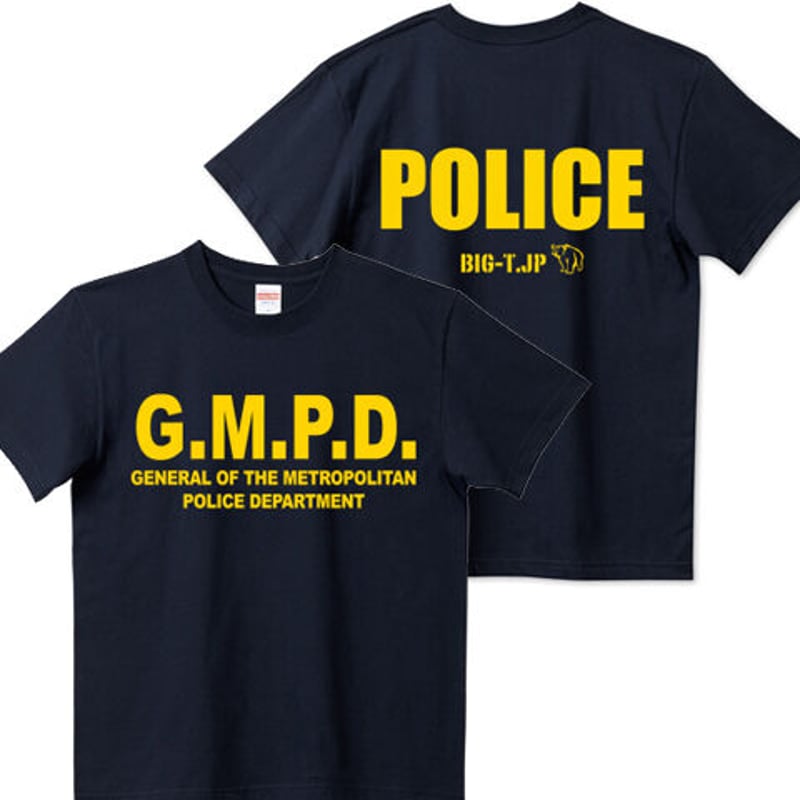 G.M.P.D. 警視庁長官POLICE Tシャツ ジョークTシャツ。ネイビー ※両面 