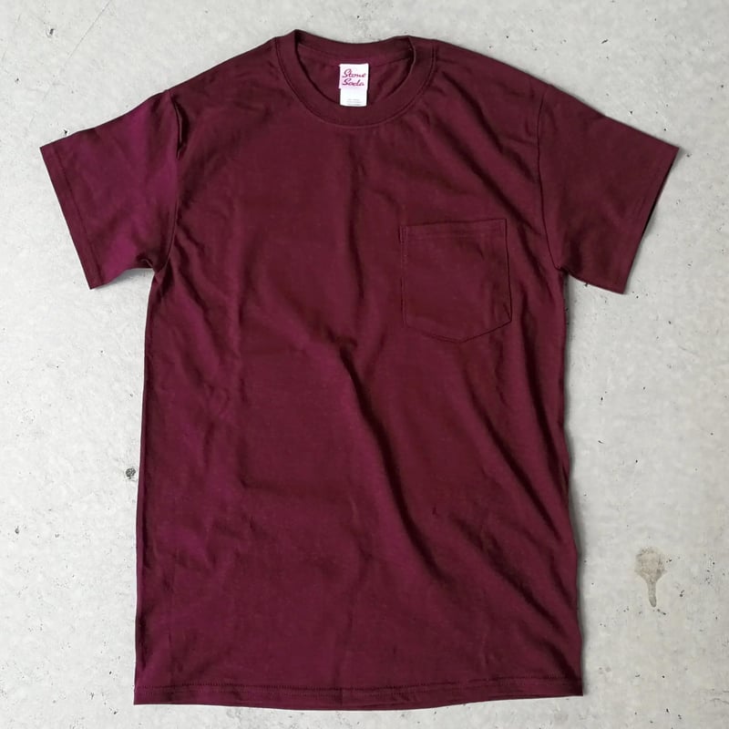 Semicircle ポケットTシャツ ホワイト ボルドー | StoneSoda Semicircle ポケットTシャツ ホワイト ボルドー | StoneSoda