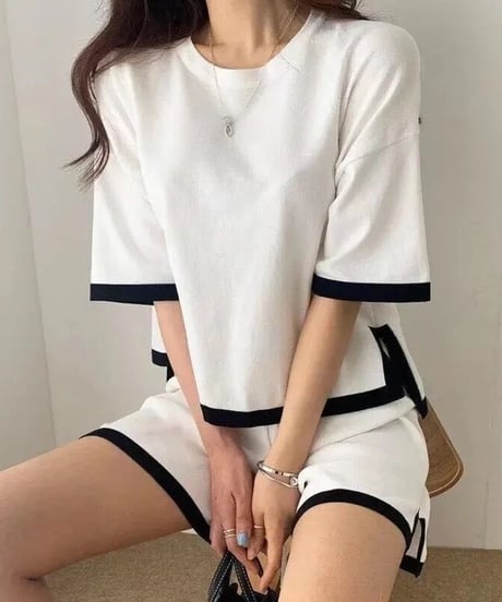 バイカラーショートパンツセットアップ　2色展開