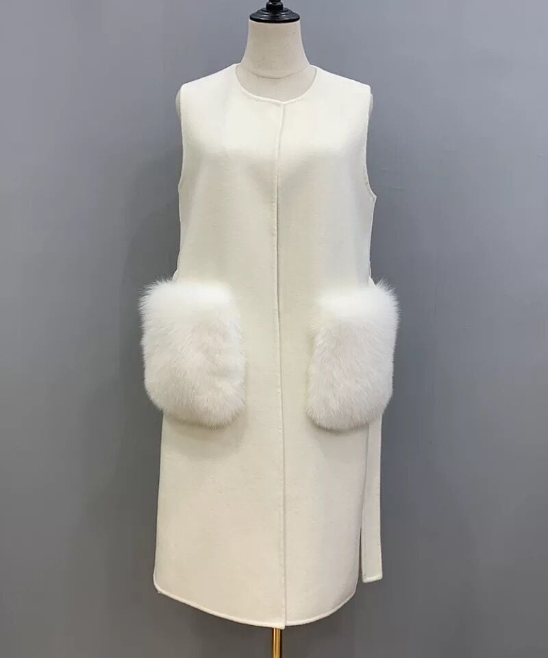 【25527】★美品★グレースクラス ラビット フォックスファー ベスト 36 美品 ファーベスト ラビットファー ブラック 25527】☆美品