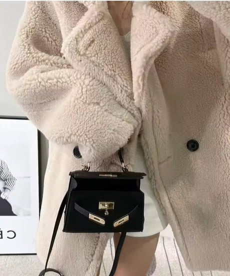 フード付きテディベアショートコート　3色展開