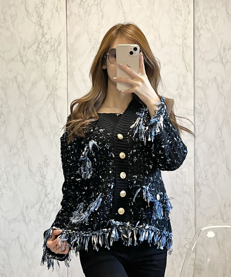 フリンジニットカーディガン 2色展開 | celeste