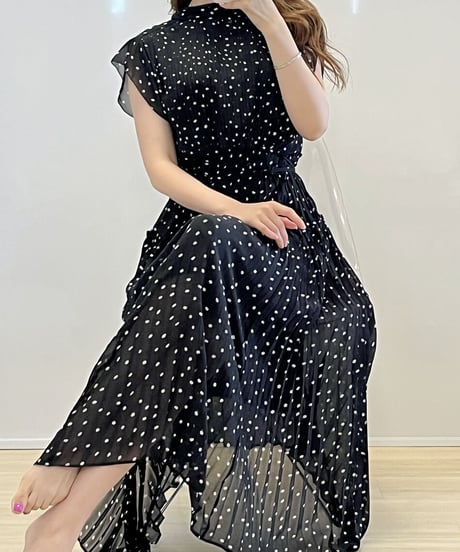 プリーツロングワンピース　4色展開