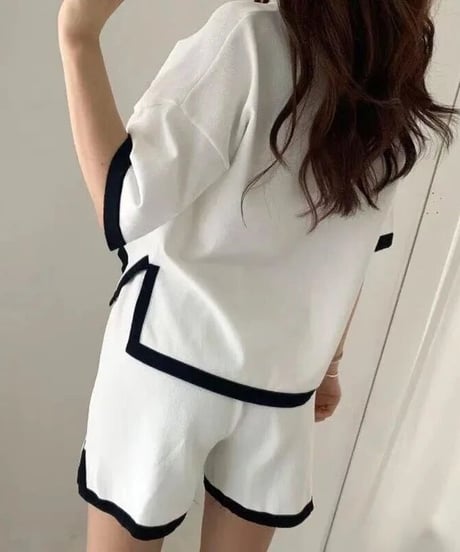 バイカラーショートパンツセットアップ　2色展開