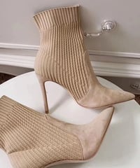 大人気★リブニット ソックスブーツ 2色展開