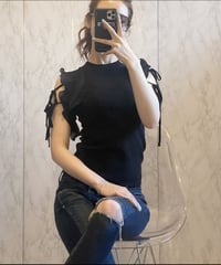 ショルダーフリルリボンニット　3色展開