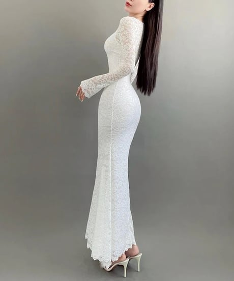 ロングスリーブレースワンピース　2色展開