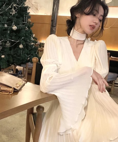 プリーツロングワンピース　2色展開