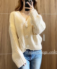 ルーズVネックカーディガン　3色展開