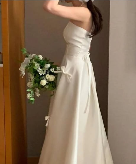 即納♡ブラックリボンロングドレス
