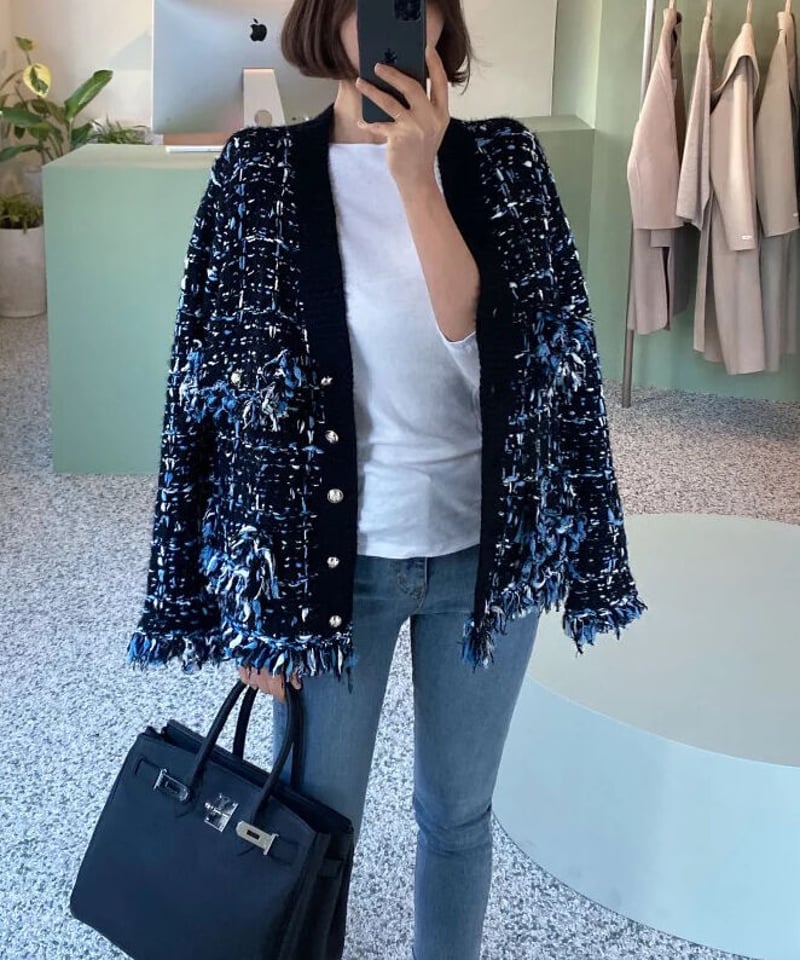 フリンジニットカーディガン 2色展開 | celeste