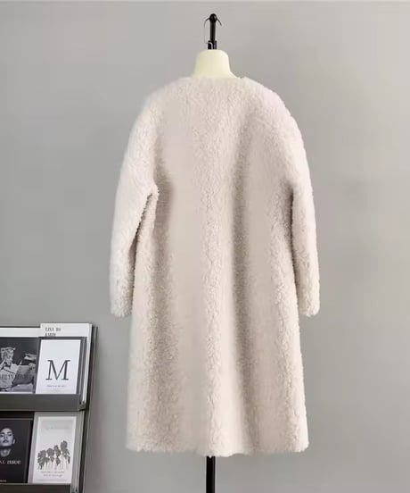 ウールラウンドネックコート　3色展開