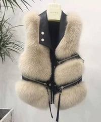 フェイクファーレザーベスト　8色展開