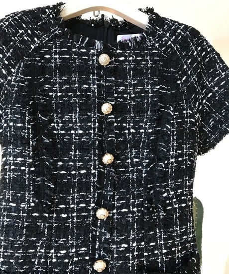 パールボタンツイードワンピース　2色展開