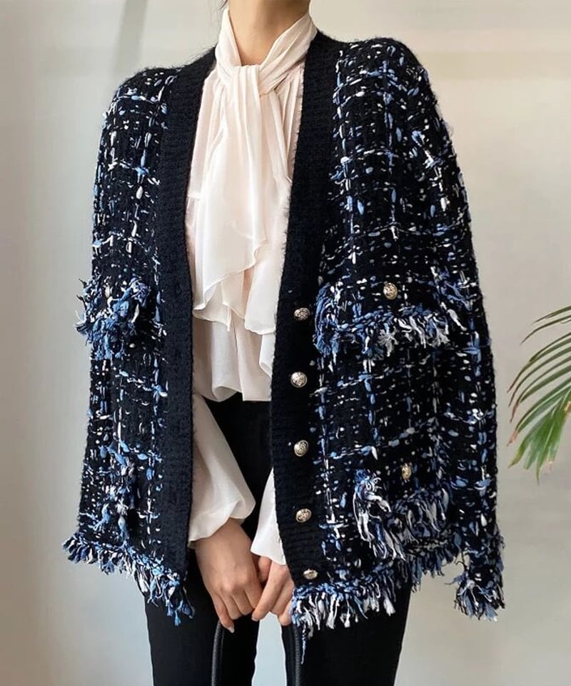 フリンジニットカーディガン 2色展開 | celeste