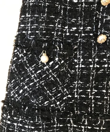 パールボタンツイードワンピース　2色展開
