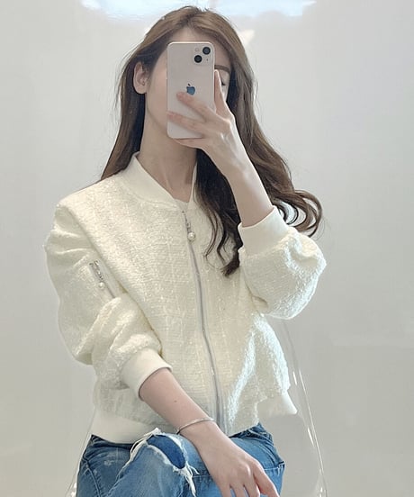 パールボタンツイードジャケット　2色展開