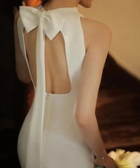 即納♡バックリボンホルターネックドレス　2色展開