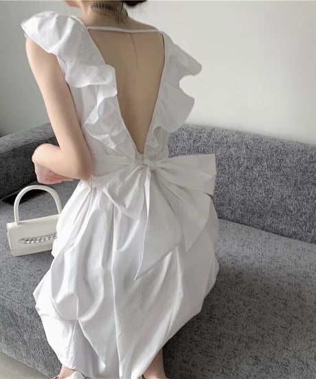 バックリボンフリルワンピース　2色展開