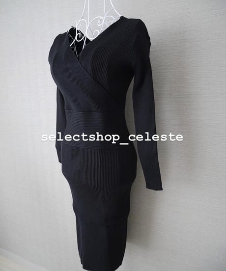 美ラインリブニットワンピース  4色展開