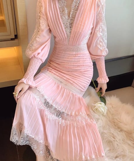 ハイウエストロングワンピース　２色展開