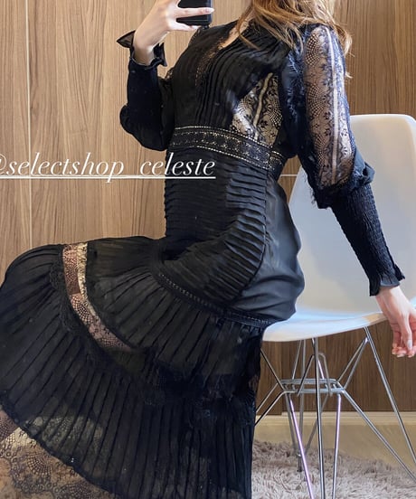 ハイウエストロングワンピース　２色展開