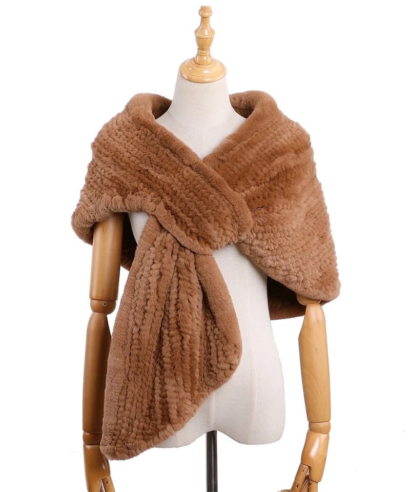 ラビットファー ケープ レッキスラビットフラワーモチーフファーケープ