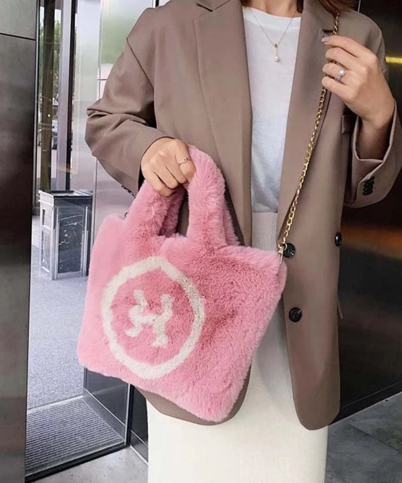 ファー パーティーバッグ ピンク Hロゴファーバッグ 6色展開 | celeste
