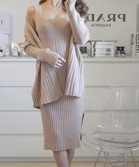 カーディガン付きスリットワンピース 2色展開