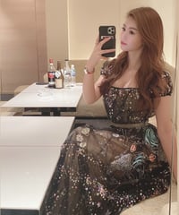 スパンコールロングドレス