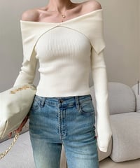 オフショルスリーブニット　3色展開