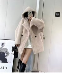 フード付きテディベアショートコート　3色展開