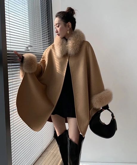 カシミヤウールケープ　3色展開