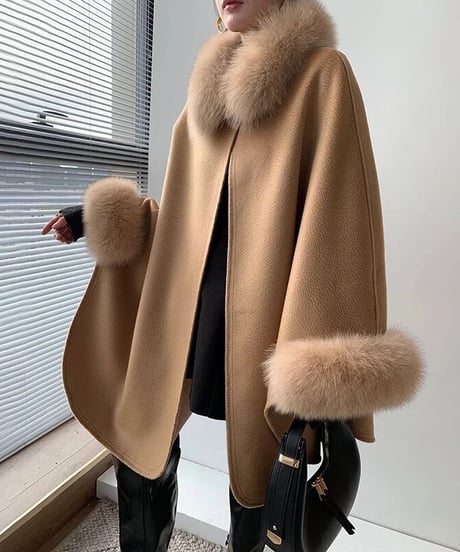 カシミヤウールケープ　3色展開