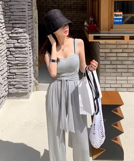 即納♡ワイドレッグロンパース　2色展開