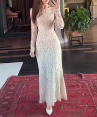 ロングスリーブレースワンピース　2色展開