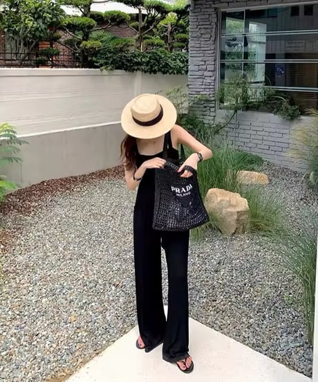 即納♡ワイドレッグロンパース　2色展開