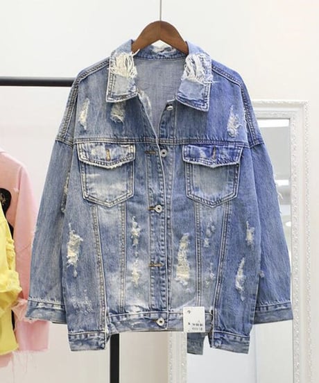 ロゴダメージデニムジャケット